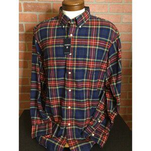 NWT Cremieux Mens Flannel Button Front Shirt Plaid XL Old Money Academia